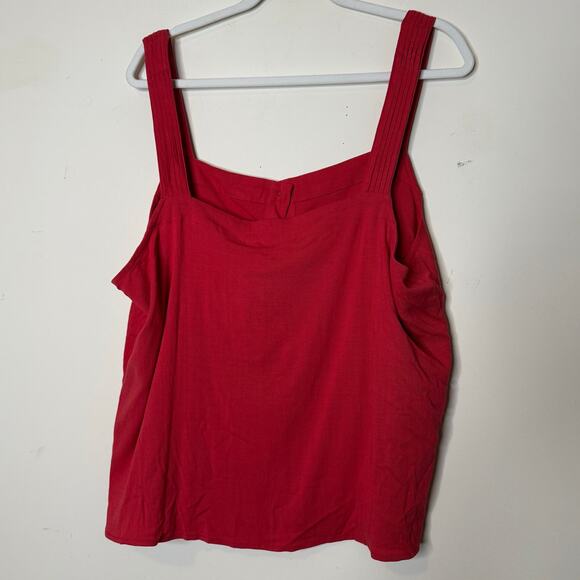 Market & Spruce Women Button Front Tank Top Red Stretch Rayon NWT Size 1X - Picture 4 of 8